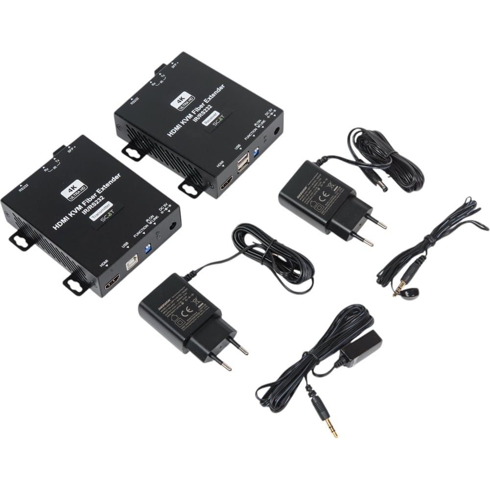 Изображение товара Комплект передатчик HDMI USB IR RS232 оптоволокно SC&T HE01F-4K6G-KS 4K видеонаблюдение