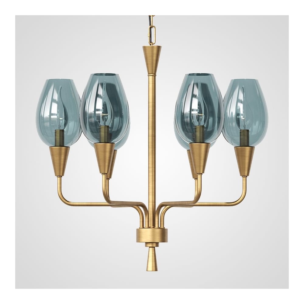 Изображение товара Дизайнерская подвесная люстра IMPERIUMLOFT Viola 6 с синими стеклянными плафонами