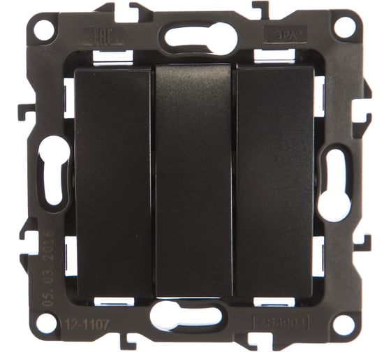 Изображение товара Тройной выключатель ЭРА 12110712 10АХ250В, IP20, графит Б0019299