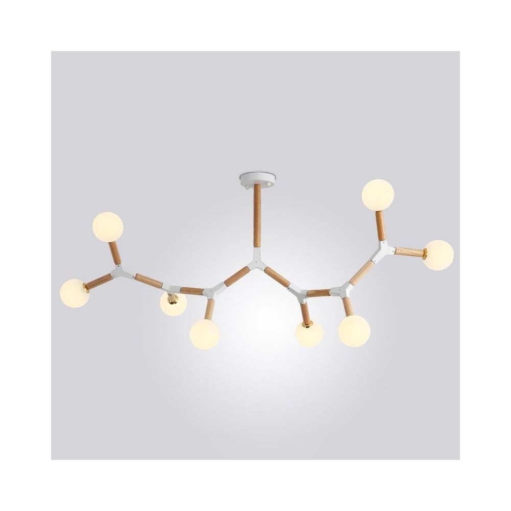 Изображение товара Подвесная люстра IMPERIUMLOFT FORMULA 8 ламп сканди стиль с деревом и стеклом