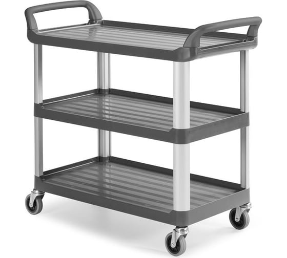 Изображение товара Тележка TTS серая, пластик, с 3-мя полками, алюм. каркас, макс. нагрузка для каждой полки 50 кг 0F003700E