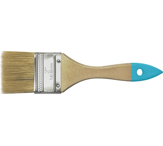 Изображение товара Флейцевая кисть MOS натуральная, светлая, щетина, деревянная ручка 1.5", 38 мм 00704М