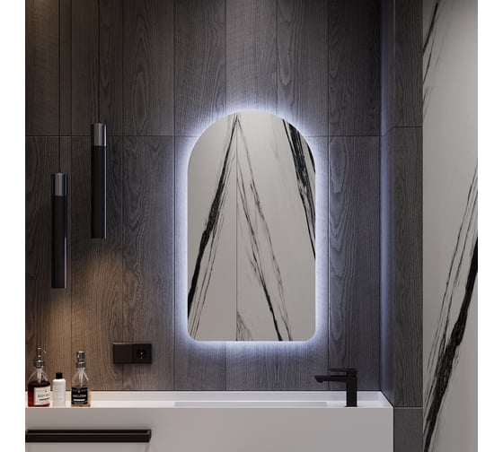 Изображение товара Зеркало арка безрамное GENGLASS ARKELO NF LED S, контурная холодная подсветка с проводом GGL-04-S-6000-1