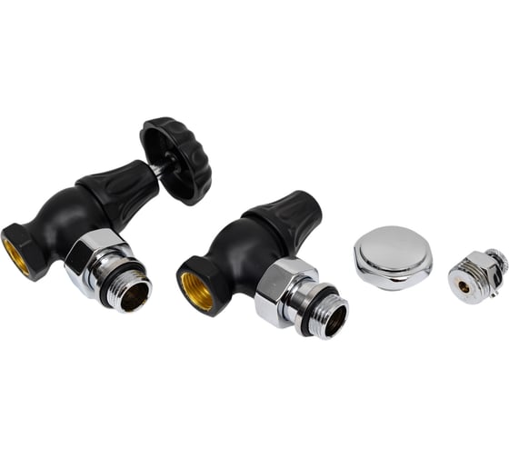 Изображение товара Комплект SR Rubinetterie Old Style 1/2 угловой, цвет черный матовый, K337-1500VC0S