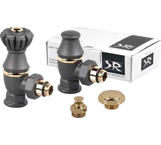 Изображение товара Комплект SR Rubinetterie Liberty 1/2х3/4 угловой, цвет антрацит, 0320-2000V00P