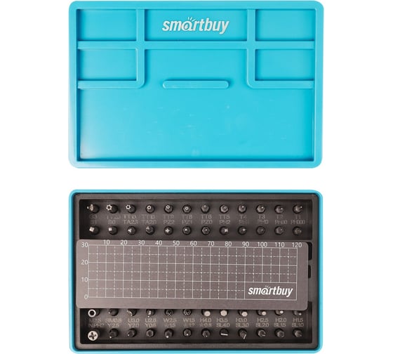 Изображение товара Отвертка с набором бит (насадок) Smartbuy отвертка, 48 бит, магнит, матовое покрытие, магнитный кейс S2, 51 шт. SBT-SCBS-51p2