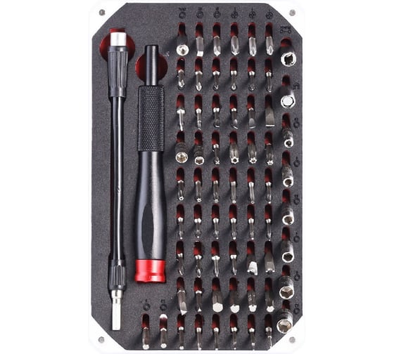 Изображение товара Отвертка с набором бит Smartbuy сталь Cr-V, 64 биты, отвертка, магнит, кейс, 66 шт. SBT-SCBS-66P2