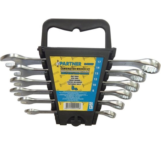 Изображение товара Набор комбинированных ключей Partner 8, 10, 12, 13, 14, 17 мм, в пластиковом держателе, 6 предметов PA-3006MP(19986)