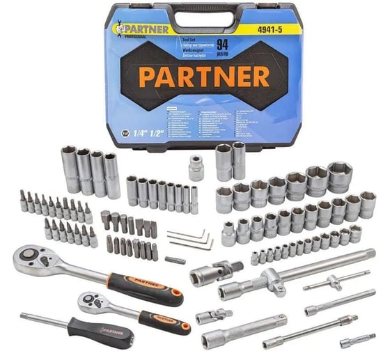 Изображение товара Набор инструментов Partner 94 пр.1/4", 1/2" 6-гранные, 4-32 мм PA-4941-5(51986)