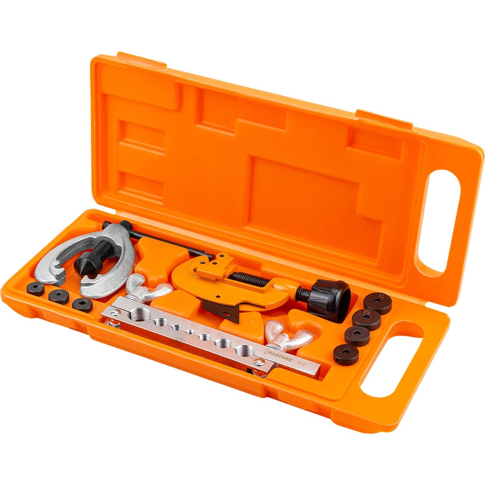Набор для развальцовки трубок Partner 3/16", 1/4", 5/16", 3/8", 7/16", 1/2", 5/8", в кейсе, 10 предметов PA-656(16036)