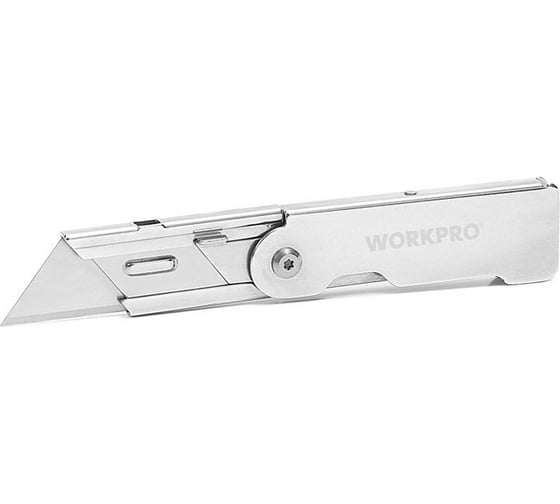 Изображение товара Складной нож WORKPRO из нержавеющей стали, быстросменное трапециевидное лезвие WP211001