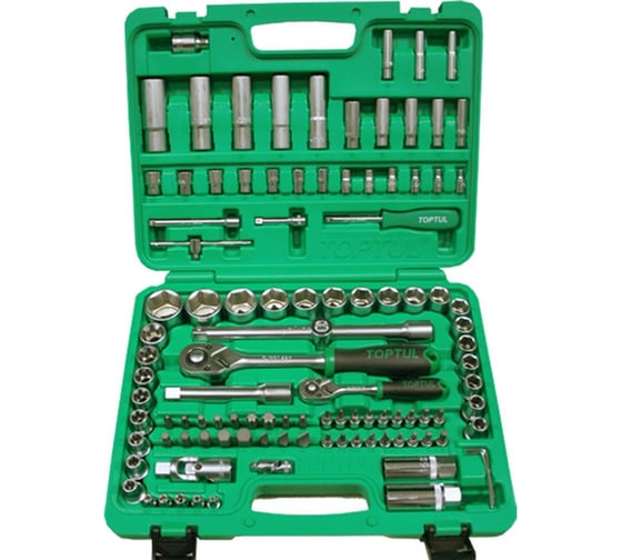 Изображение товара Набор головок и бит TOPTUL 1/4", 1/2" 6 гранные, 108 предметов GCAI108R