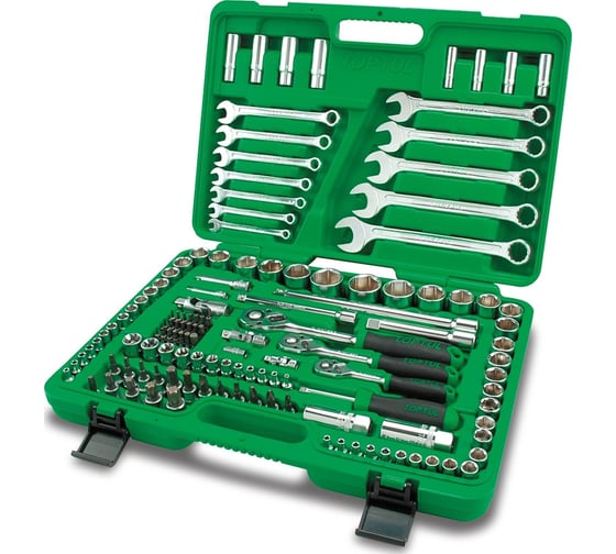 Изображение товара Набор головок и ключей TOPTUL 1/4", 3/8", 1/2" 6 гранные, 216 предметов GCAI216R