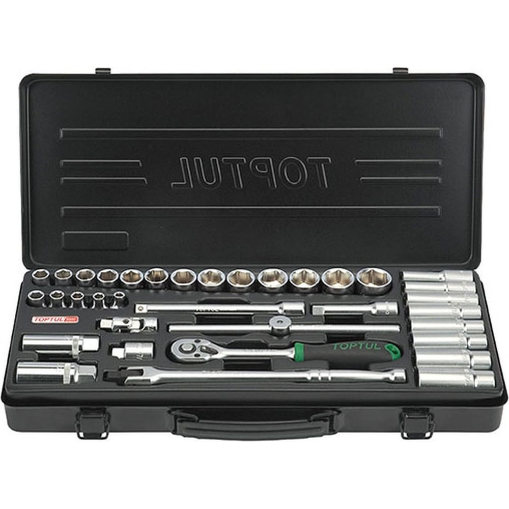 Изображение товара Набор головок TOPTUL 3/8" 6-24 мм, 6 гранные, металлический кейс, 35 предметов GBB3514