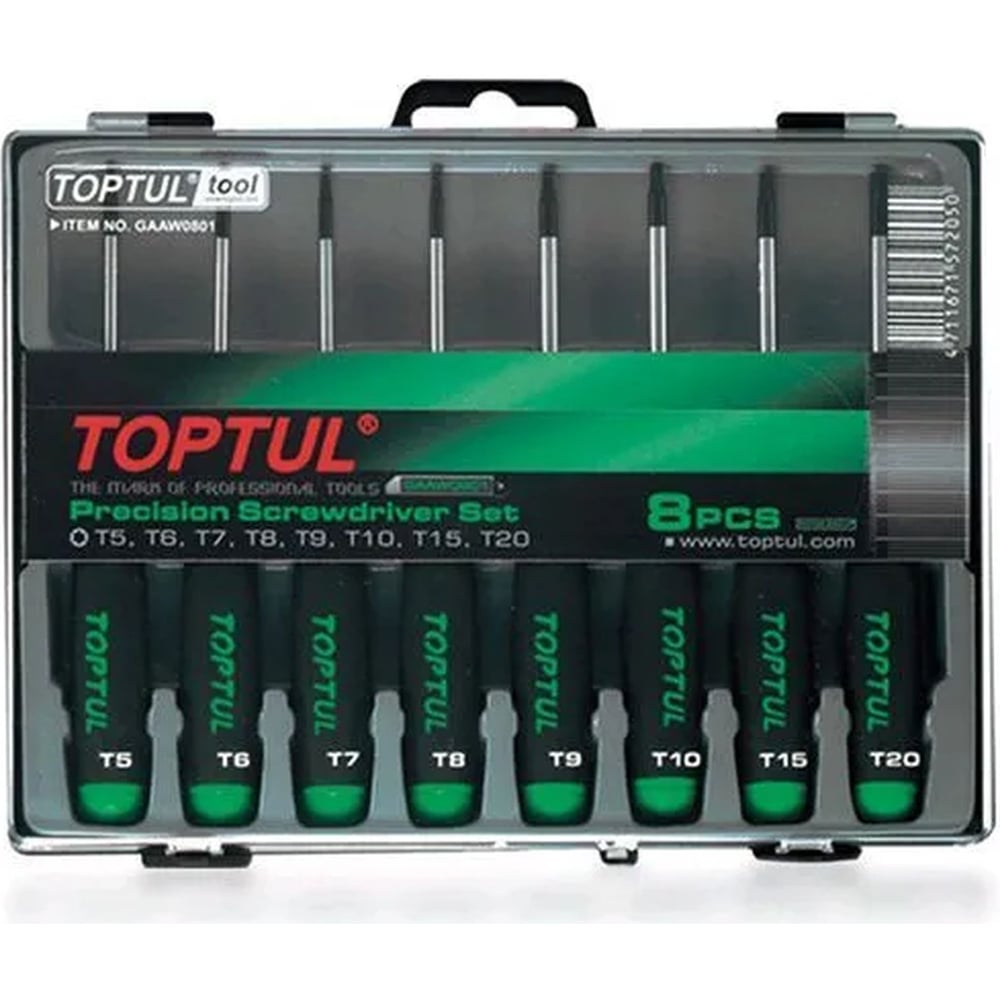 Изображение товара Набор отверток Торкс TOPTUL GAAW0801 8 шт. для точных работ, кейс