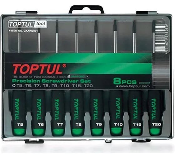 Изображение товара Набор отверток для точных работ TOPTUL TORX T5-T20 8 шт. GAAW0801