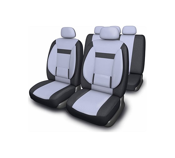 Изображение товара Чехлы сиденья SKYWAY Protect Plus-1, велюр/сетка, 11 предметов, черно/серый S01301138