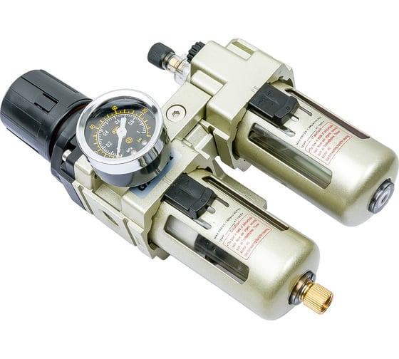 Изображение товара Фильтр-влагоотделитель для компрессора с регулятором давления и лубрикатором (1/4"; 1700 л/мин; 10 бар) Gigant GAC3010-02