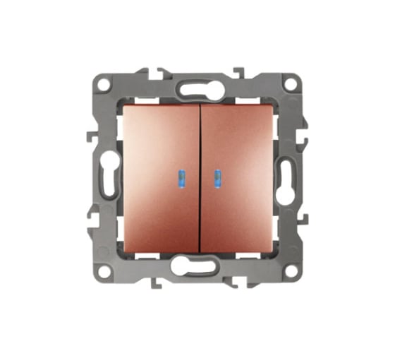 Изображение товара Двойной выключатель с подсветкой ЭРА 12110514 10АХ250В, IP20, Б0019293