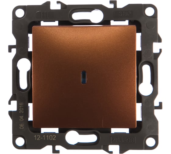Изображение товара Выключатель с подсветкой ЭРА 12-1102-14 10АХ-250В, IP20, 2, медь Б0019282