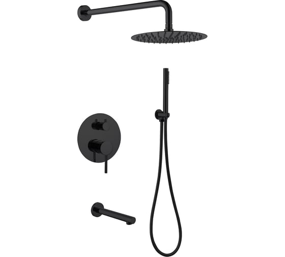 Изображение товара Душевая система скрытого монтажа ABBER Emotion с изливом, черная матовая AF8817B