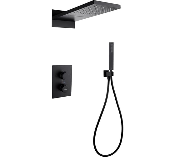 Изображение товара Душевая система скрытого монтажа ABBER Weiss Insel без излива, термостат, черная матовая AF8052B