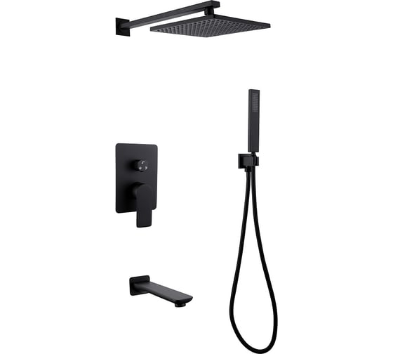 Изображение товара Душевая система скрытого монтажа ABBER Weiss Insel с изливом, черная матовая AF8017B