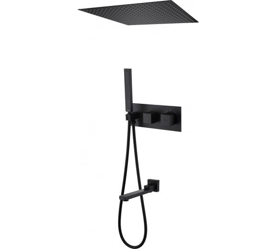 Изображение товара Душевая система скрытого монтажа ABBER Daheim с изливом, термостат, черная матовая AF8254B