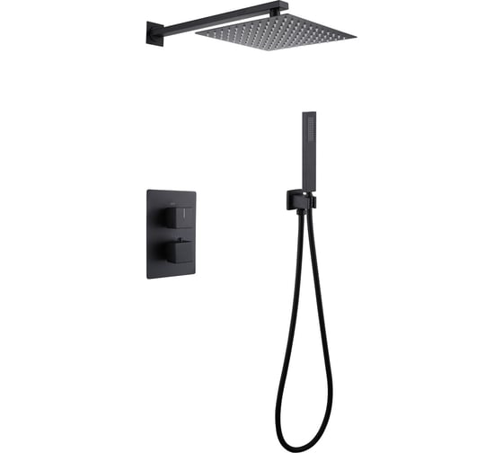 Изображение товара Душевая система скрытого монтажа ABBER Daheim без излива, термостат, черная матовая AF8251B