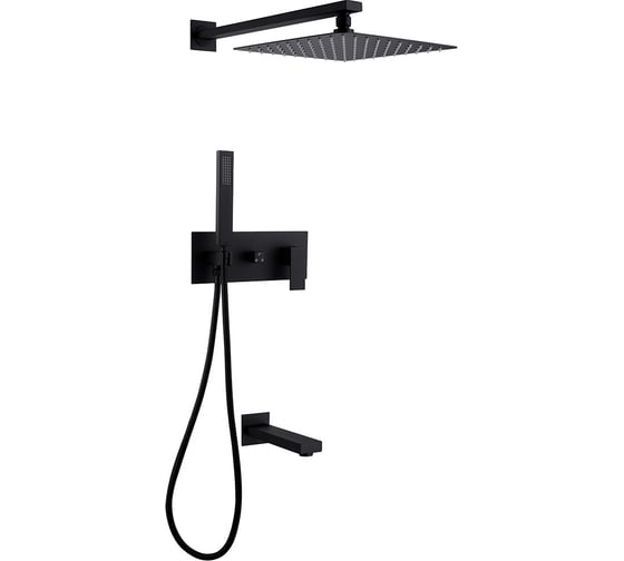 Изображение товара Душевая система скрытого монтажа ABBER Daheim с изливом, черная матовая AF8217B