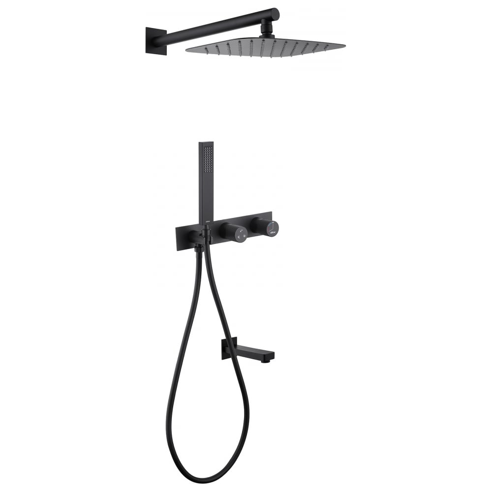 Изображение товара Душевая система скрытого монтажа ABBER Rund с изливом, черная матовая AF8717B