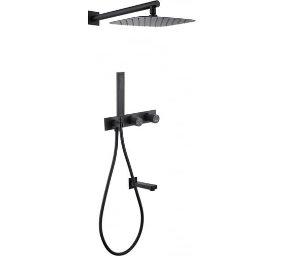 Изображение товара Душевая система скрытого монтажа ABBER Rund с изливом, черная матовая AF8717B