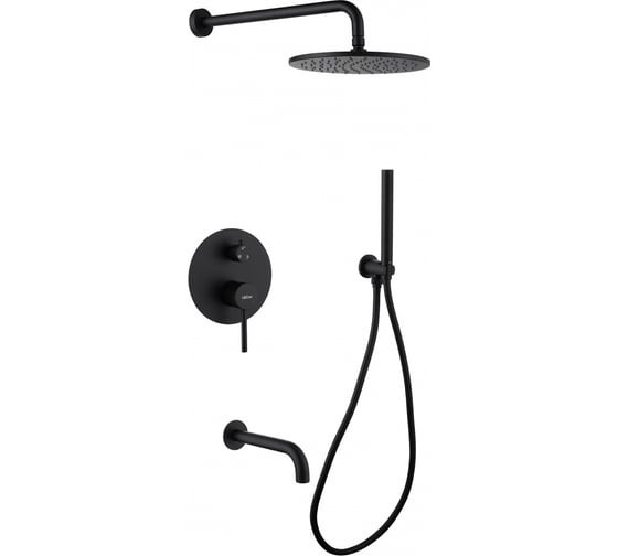 Изображение товара Душевая система скрытого монтажа ABBER Wasser Kreis с изливом, черная матовая AF8117B