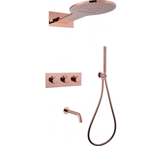 Изображение товара Душевая система скрытого монтажа ABBER Wasser Kreis с изливом, термостат, розовое золото AF8150RG