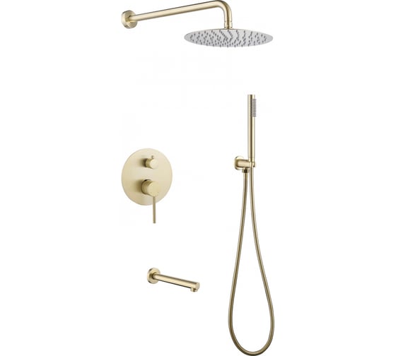 Изображение товара Душевая система скрытого монтажа ABBER Emotion с изливом, золото матовое AF8817G