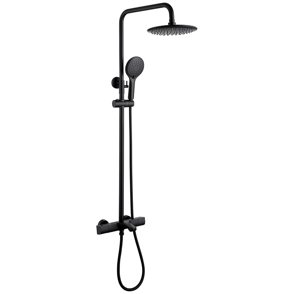 Изображение товара Душевая стойка ABBER Thermostat AF8516B черный матовый с верхним душем 220 мм