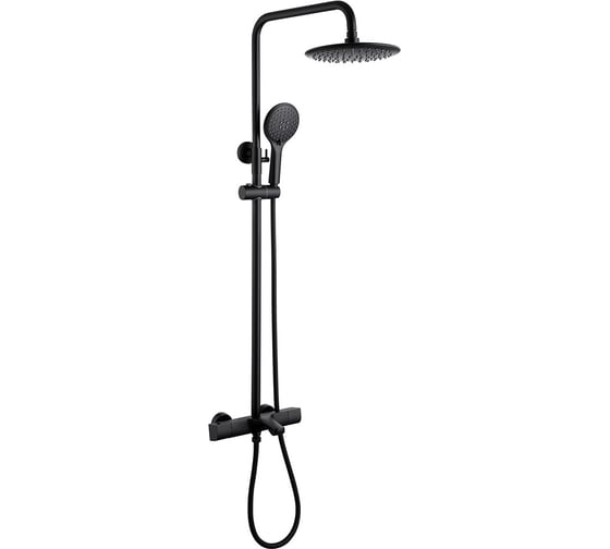 Изображение товара Душевая стойка ABBER Thermostat с термостатом и изливом, черная матовая AF8516B