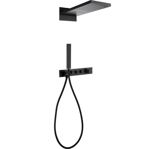 Изображение товара Душевая система скрытого монтажа ABBER Rund без излива, термостат, черная матовая AF8752B