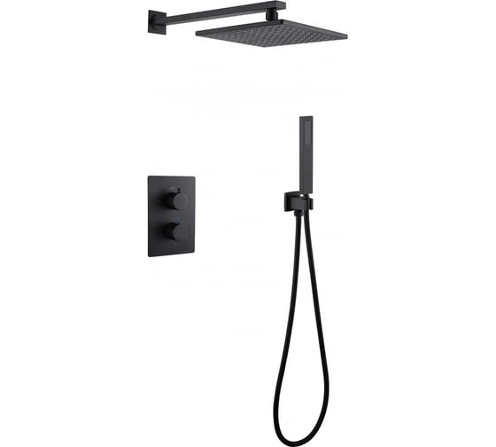 Изображение товара Душевая система скрытого монтажа ABBER Weiss Insel без излива, термостат, черный матовый AF8051B
