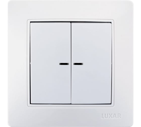 Изображение товара Выключатель LUXAR Novo с/у 2 клавиши, с подсветкой белый, 250В 10А 4606400420156