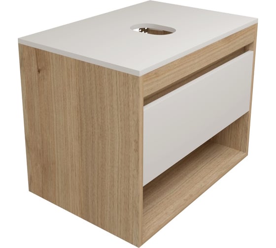 Изображение товара Тумба подвесная Teymi Ritta 65, ящик с доводчиком, цвет дуб эврика/белый матовый T60520 ЦБ-00269243