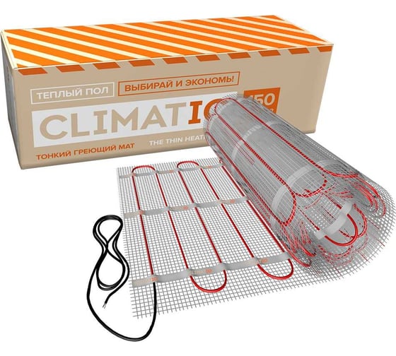 Изображение товара Тонкий самоклеящийся греющий мат для установки в слой плиточного клея IQWATT climatiq mat для любого керамического покрытия толщиной не более 10 мм, 2700 вт - 18 м.кв 206156