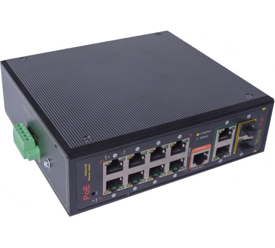 Изображение товара Poe коммутатор ComOnyx промышленный, управляемый, с креплением на din рейку, 8poe + 2combo, co-pf-8p2f-p509m, 200-039