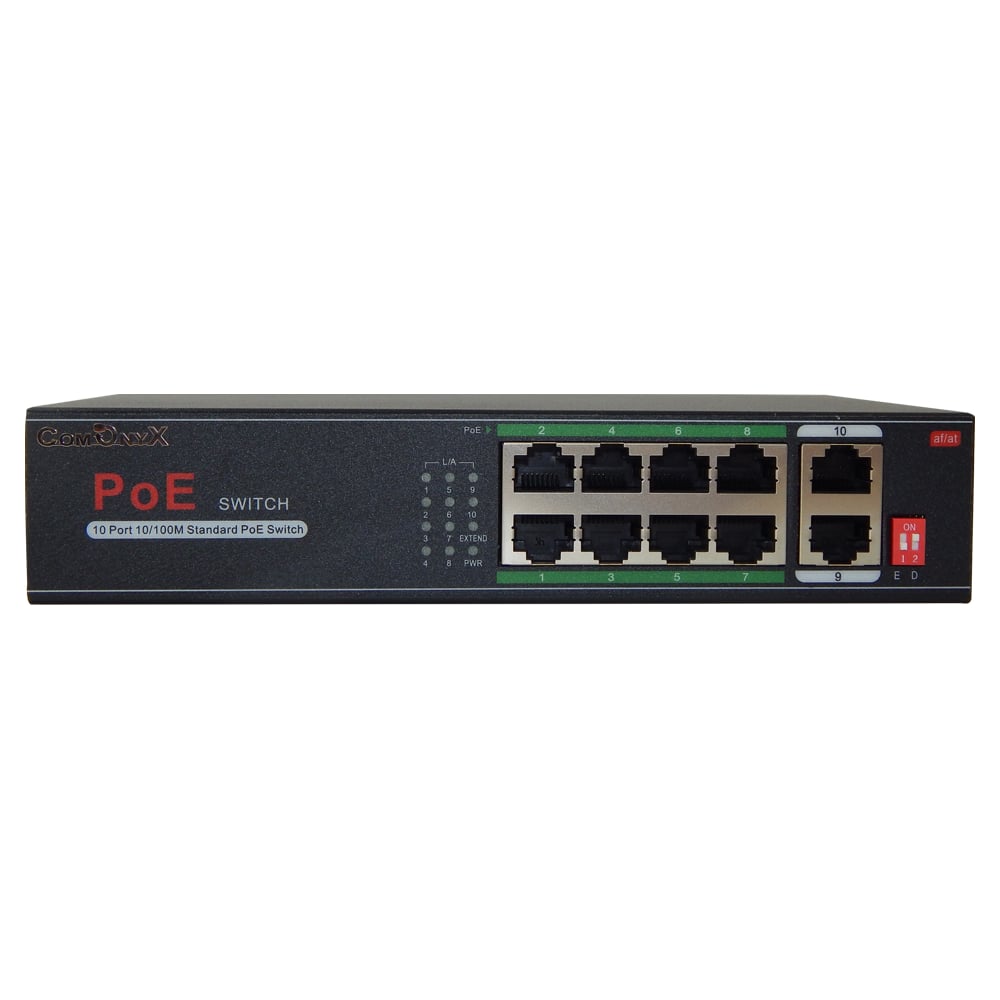 Изображение товара Коммутатор PoE ComOnyx 8 PoE + 2 uplink с грозозащитой co-swp8c