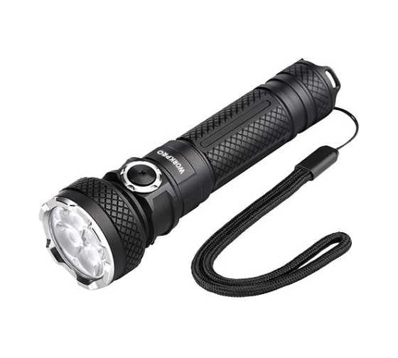 Изображение товара Фонарик WORKPRO Супер яркий 6 режимов освещения, 200 м, аккумулятор 2000 mAH, 16 часов, 1500LM, зарядка USB-TYPE C, алюминий WP351008