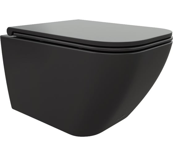 Изображение товара Подвесной унитаз Cerutti SPA mimi aria mb ct черный матовый, безободковый, с сиденьем микролифт 8920