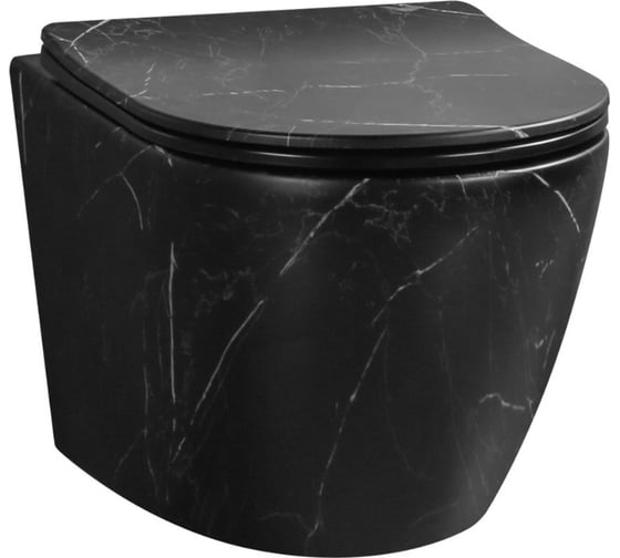 Изображение товара Подвесной унитаз Cerutti SPA sella aria tornado mmb ct безободковый, с сиденьем микролифт, черный мрамор матовый 9531