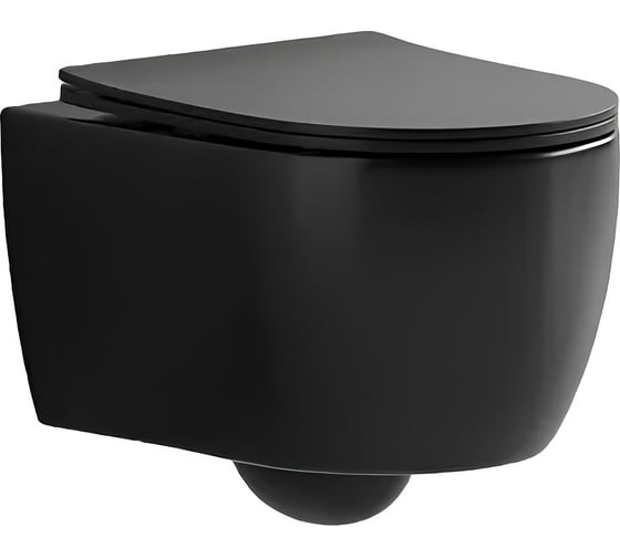 Изображение товара Подвесной унитаз Cerutti SPA oglio aria mb ct черный матовый, безободковый, с сиденьем микролифт 9239