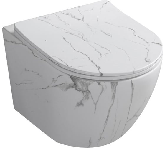 Изображение товара Подвесной унитаз Cerutti SPA sella aria tornado mmw ct безободковый, с сиденьем микролифт, белый мрамор матовый 9532