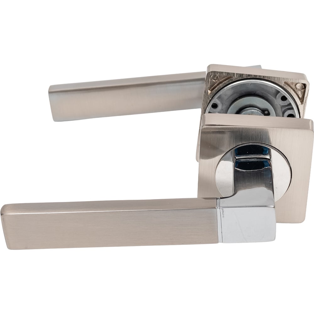 Изображение товара Комплект для межкомнатной двери PAULINIDOR с ручками защелкой и петлями никель матовый